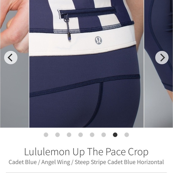 [4] Lululemon Women’s Up The Pace Crop Nautical Navy Blue & White Stripes - Picture 3 of 16